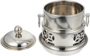 Portable Alcohol Stove for Outdoor Camping Mini Hot Pot Set with Stainless Steel Pot Easy to Carry and Store