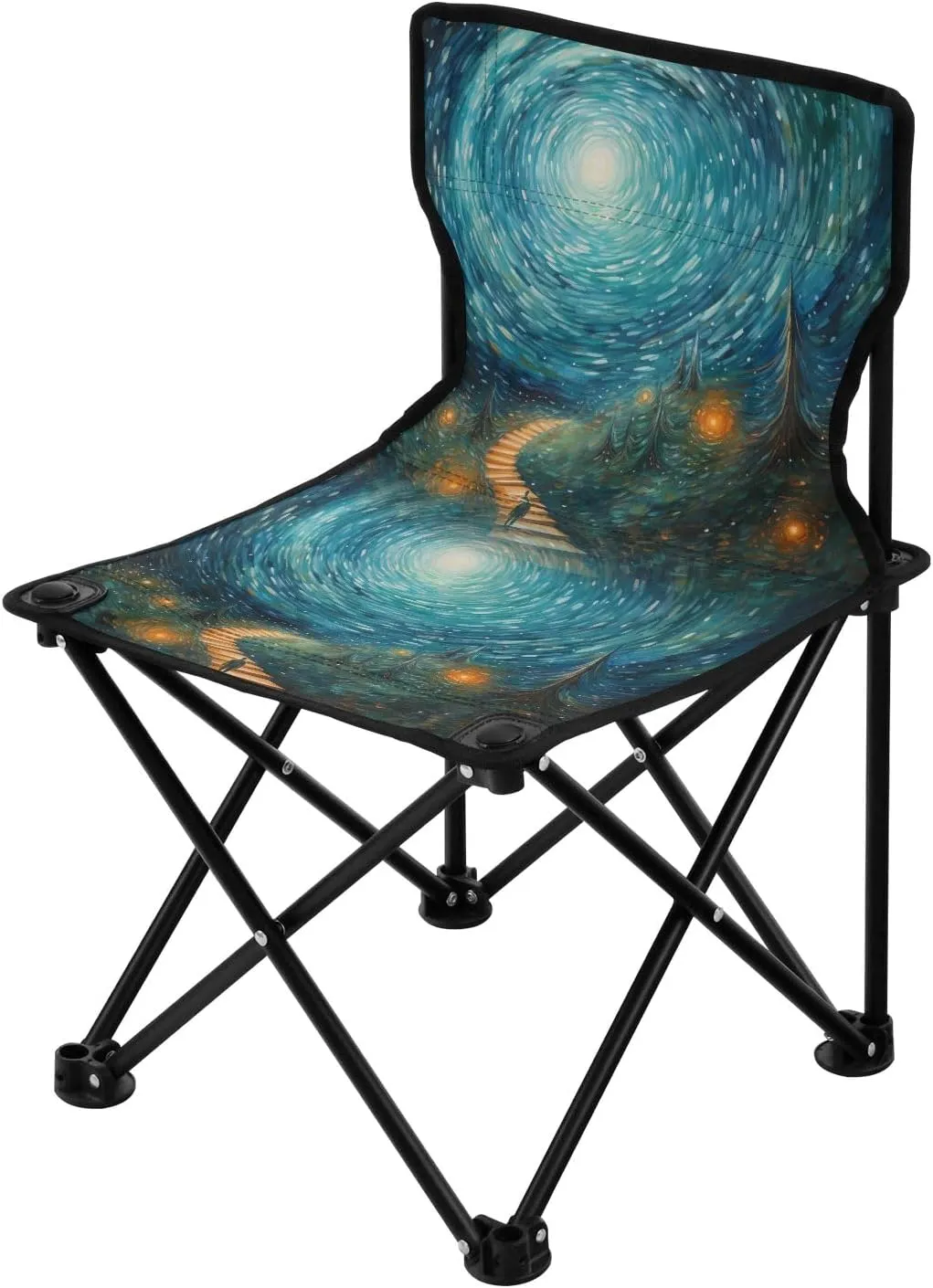 Portable Camping Folding Chairs Foldable Chair Small Galaxy Painting 5 Lightweight Backpacking Outdoor Outside Fishing
