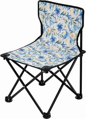 Portable Camping Folding Chairs Foldable Chair Small Blue Flower Lightweight Backpacking Outdoor Outside Fishing