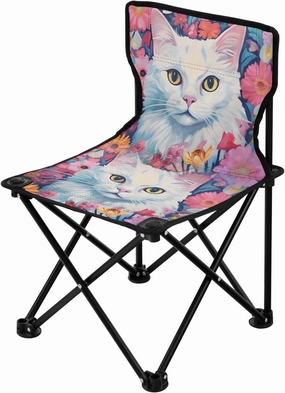 Portable Camping Folding Chairs Foldable Chair Small Cat Flowers Lightweight Backpacking Outdoor Outside Fishing