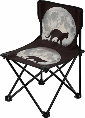 Portable Camping Folding Chairs Foldable Chair Small Cat Silhouette Moon Lightweight Backpacking Outdoor Outside Fishing
