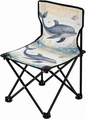 Portable Camping Folding Chairs Foldable Chair Small Dolphin Cartoon Lightweight Backpacking Outdoor Outside Fishing