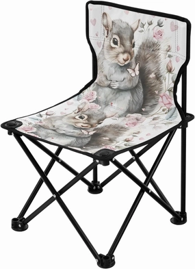 Portable Camping Folding Chairs Foldable Chair Small Grey Squirrel Lightweight Backpacking Outdoor Outside Fishing