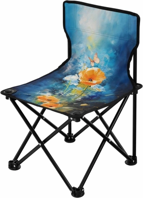 Portable Camping Folding Chairs Foldable Chair Small Orange Poppy Lightweight Backpacking Outdoor Outside Fishing