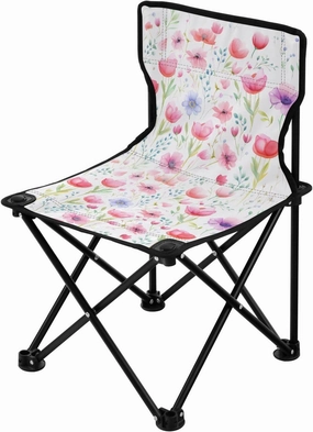 Portable Camping Folding Chairs Foldable Chair Small Wildflowers Pink Lightweight Backpacking Outdoor Outside Fishing