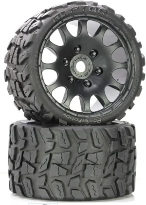 PowerHobby PHT1141R Raptor Belted Monster Truck Wheels/Tires Pr. -Race Soft Comp