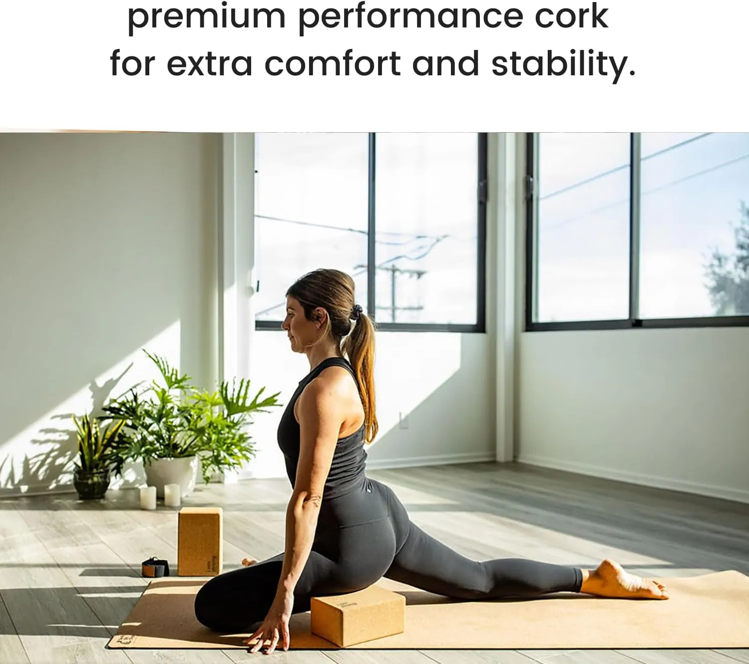 Premium Cork Yoga Blocks 2 Pack - Extra Large Yoga Block Set Crafted From Performance Grade Natural Portuguese Cork | High Density, Non-Slip Support for Safer Balancing | Optional Yoga Strap and Gift Box