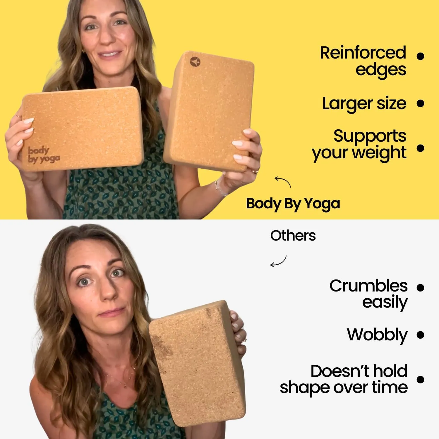 Premium Cork Yoga Blocks 2 Pack - Extra Large Yoga Block Set Crafted From Performance Grade Natural Portuguese Cork | High Density, Non-Slip Support for Safer Balancing | Optional Yoga Strap and Gift Box