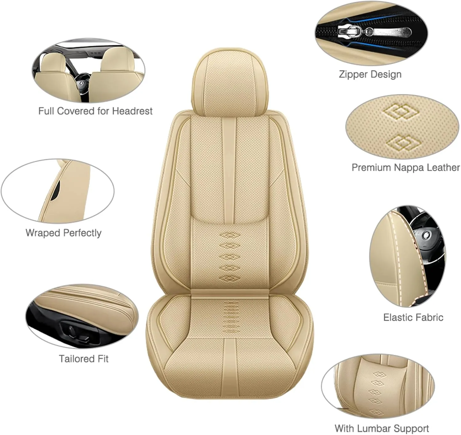 Premium Leather Seat Covers for Mercury Milan 2006-2010,Car Seat Covers Front Set,Waterproof Car Seat Protectors with Airbag,Comfort Interior Cover Seats for Cars(Beige,Pillows)