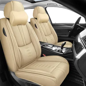 Premium Leather Seat Covers for Mercury Milan 2006-2010,Car Seat Covers Front Set,Waterproof Car Seat Protectors with Airbag,Comfort Interior Cover Seats for Cars(Beige,Pillows)