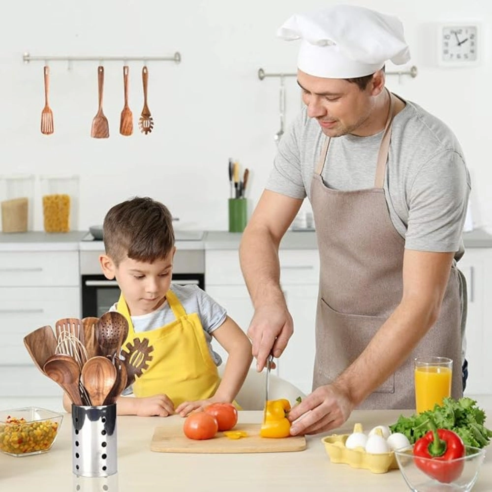 Premium Wooden Utensil Set – Durable, Eco-Friendly & Safe for Non-Stick Cookware