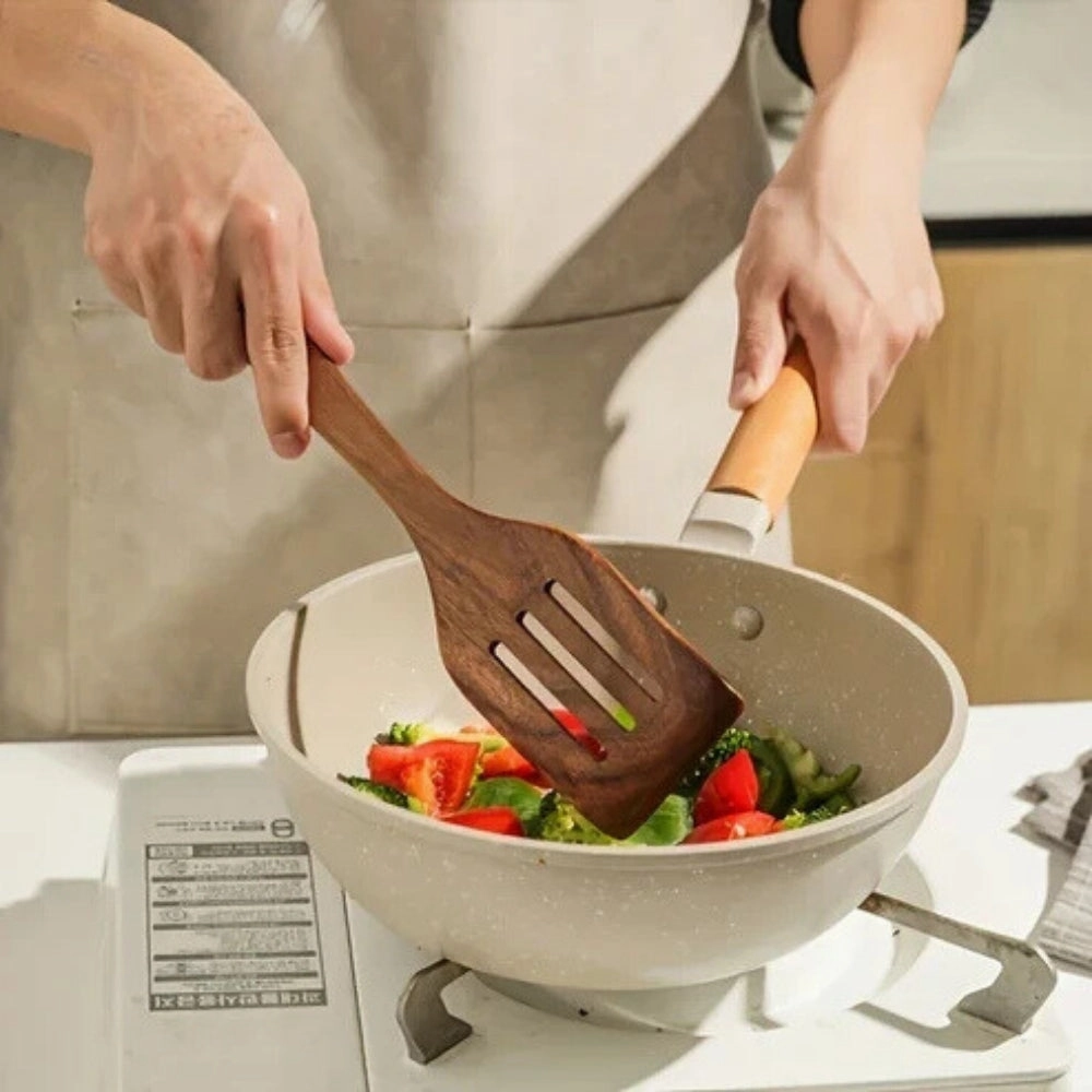 Premium Wooden Utensil Set – Durable, Eco-Friendly & Safe for Non-Stick Cookware