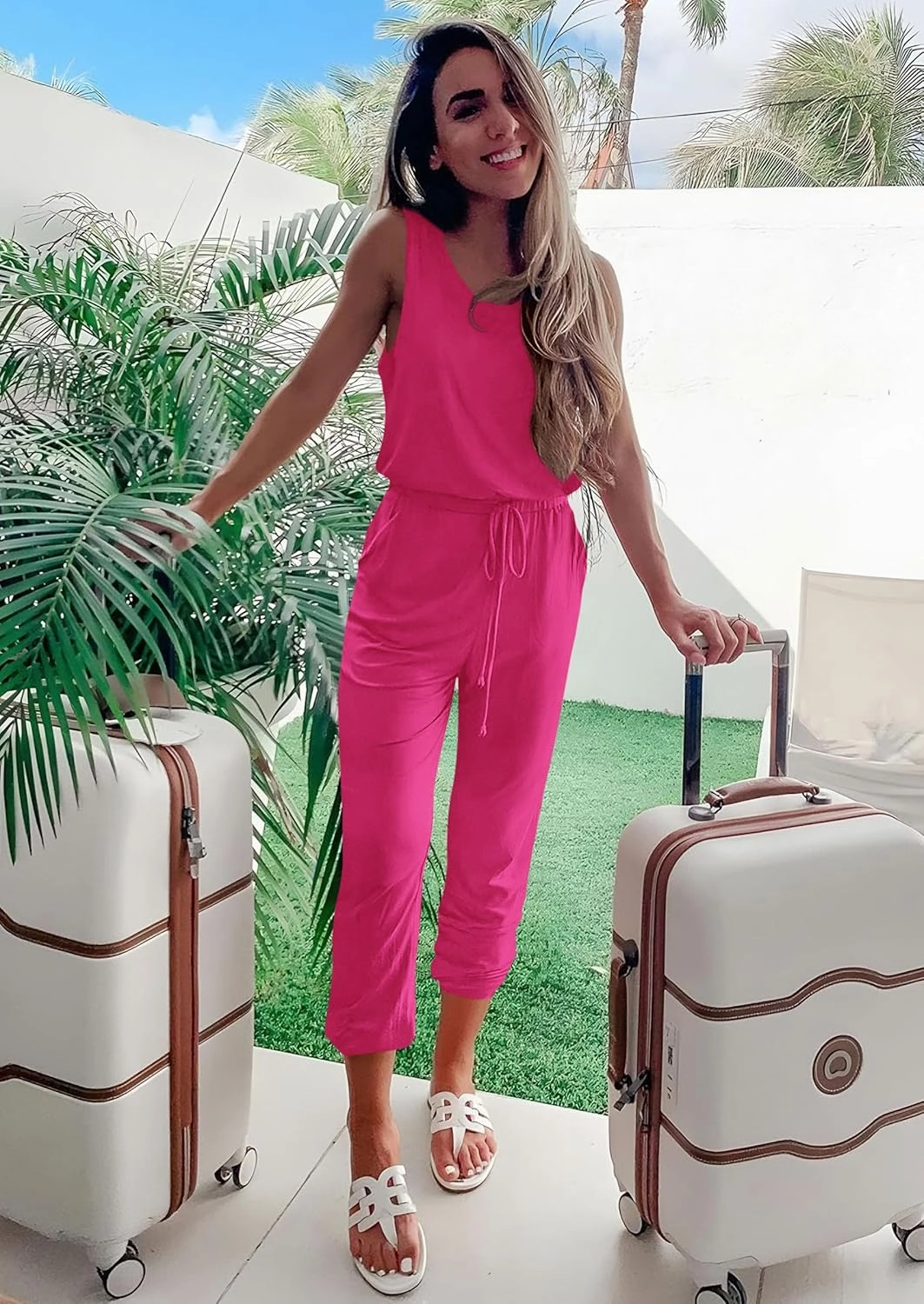 PRETTYGARDEN Women's Two Piece Outfit Sets Summer Casual Sleeveless Crewneck Tops Matching Travel Tracksuit Lounge Wear