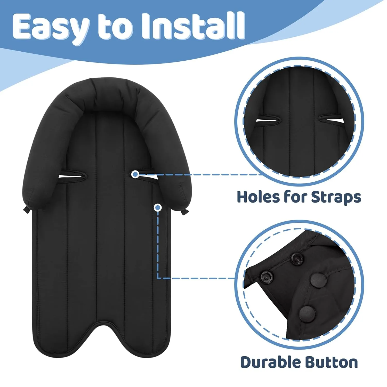 Pro Goleem Car Seat Head Support Infant, Soft Infant Car Seat Insert, 2 in 1 Carseat Head Support for Newborn, Perfect for Car Seat, Stroller, Swing, Bouncer, Gray and Black