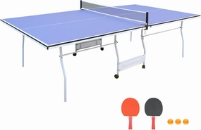 Professional Indoor Outdoor Ping Pong Table with Quick Clamp Ping Pong Net and Post Set- Easy Assembly Foldable Table Tennis Tables for Kids Family Holiday Sports