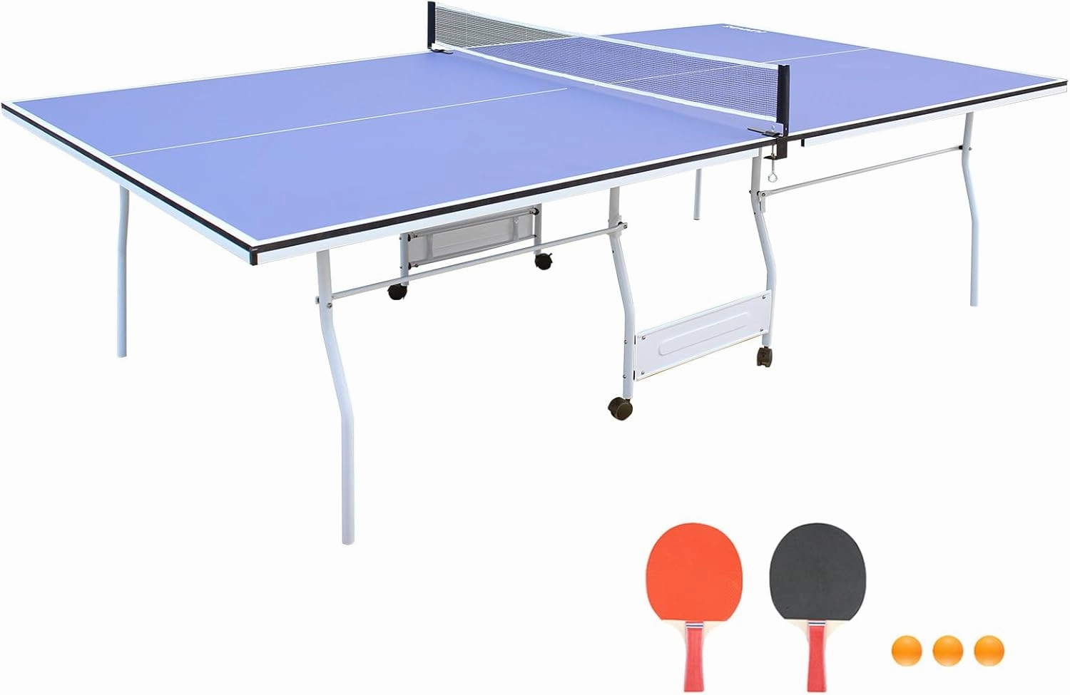 Professional Indoor Outdoor Ping Pong Table with Quick Clamp Ping Pong Net and Post Set- Easy Assembly Foldable Table Tennis Tables for Kids Family Holiday Sports