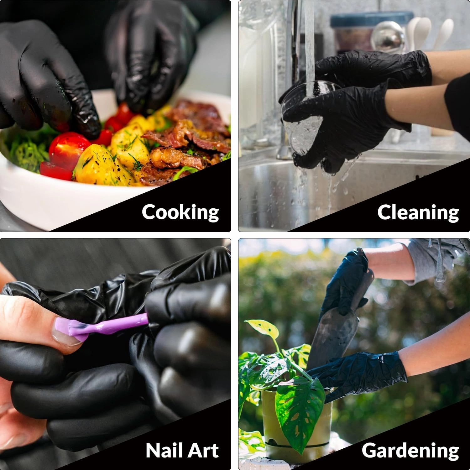 PROMEDIX P Heavy Duty Nitrile Gloves,6mil-100 Count,Black Disposable Cooking Gloves,Latex Free,Powder Free,Non-Sterile