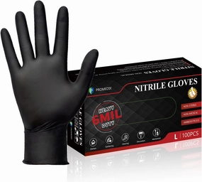 PROMEDIX P Heavy Duty Nitrile Gloves,6mil-100 Count,Black Disposable Cooking Gloves,Latex Free,Powder Free,Non-Sterile