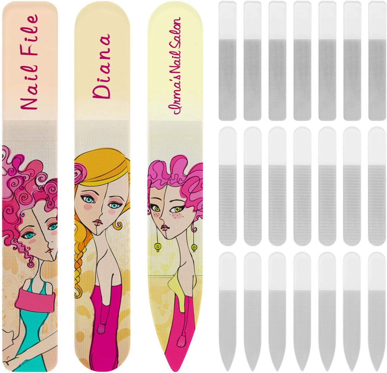 PYD Life 24 Pack Sublimation Glass Nail File Blanks,Mixed Nail Filer Nano Glass Reusable Crystal Nail File for Natural Nails,Customable Nail Filer for for Heat Press Machine Printing