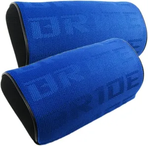 Q1-TECH, 2PCS JDM Bride Recaro Racing Gradation for Car Seat Neck Rest Headrest Pillow Fabric Bucket seat Material (Bride/Blue)
