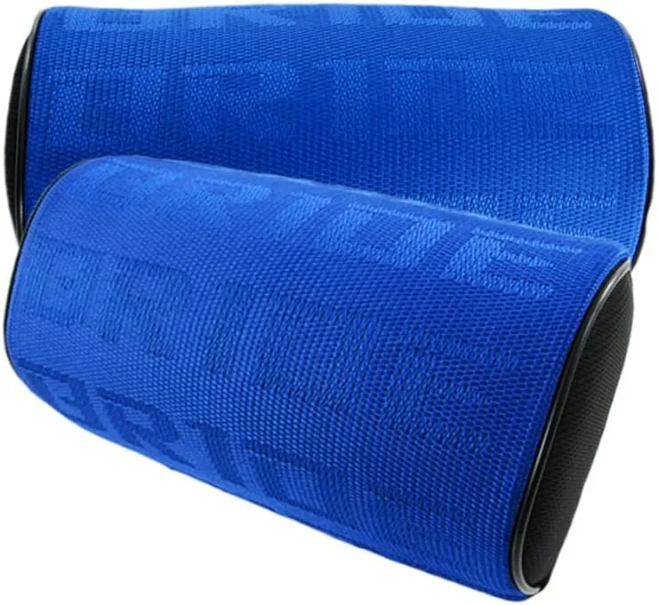 Q1-TECH, 2PCS JDM Bride Recaro Racing Gradation for Car Seat Neck Rest Headrest Pillow Fabric Bucket seat Material (Bride/Blue)