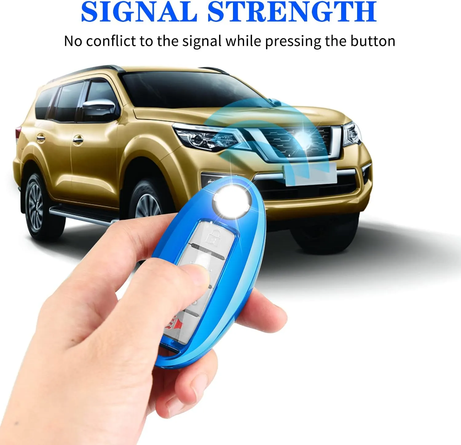 QBUC for Nissan Key Fob Cover with Keychain Soft TPU Key Shell Case Fit for 2017-2021 Altima, Rogue, Maxima, Sentra, Infiniti, Armada, Sedan, Murano, Pathfinder, Frontier（Blue）