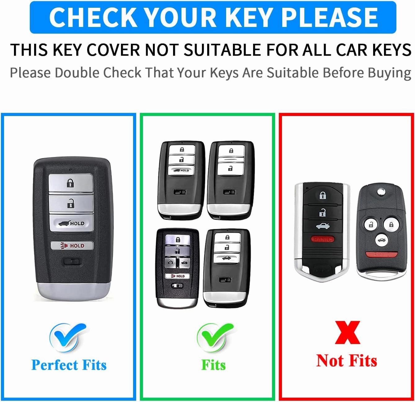 QBUC Key Fob Cover Compatible with Acura MDX 2014-2020 for RDX 2015-2021 for ILX RLX TLX 2015-2022 Accessories(4 Button)