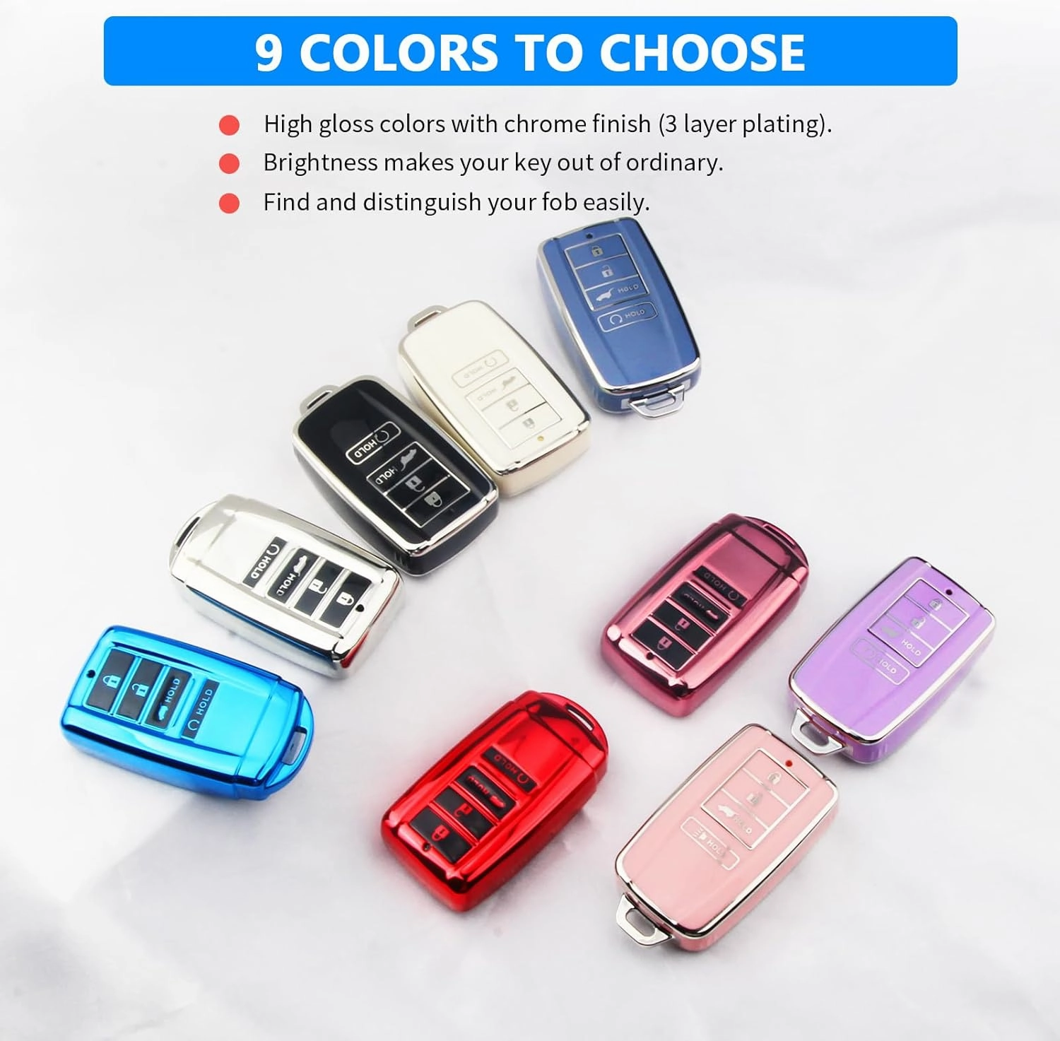 QBUC Key Fob Cover Compatible with Acura MDX 2014-2020 for RDX 2015-2021 for ILX RLX TLX 2015-2022 Accessories(4 Button)