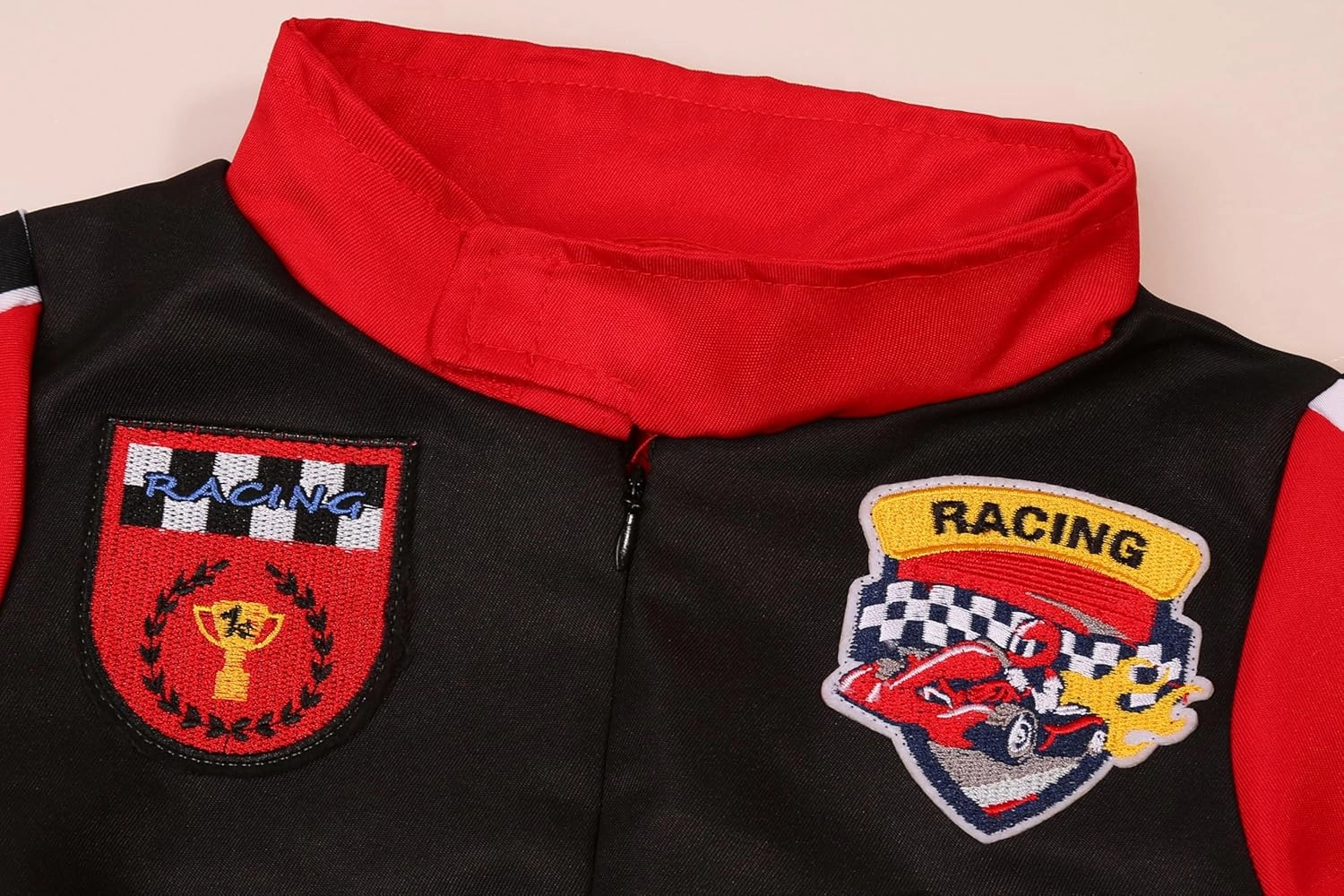 Race Car Driver Costume for Boys Racer Jumpsuit with Car Cap for Halloween Dress Up