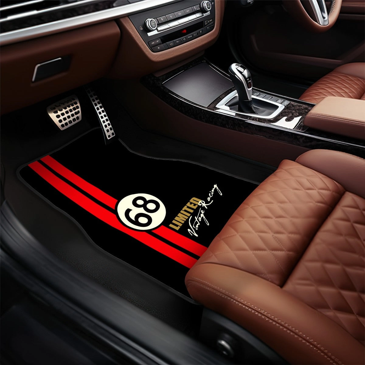 Racing Stripe Inspired Automotive Floor Mats