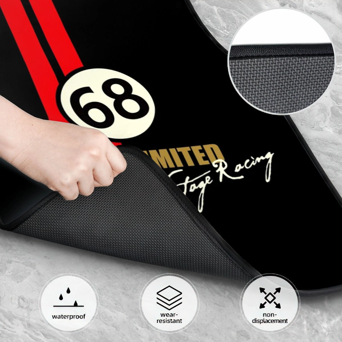 Racing Stripe Inspired Automotive Floor Mats