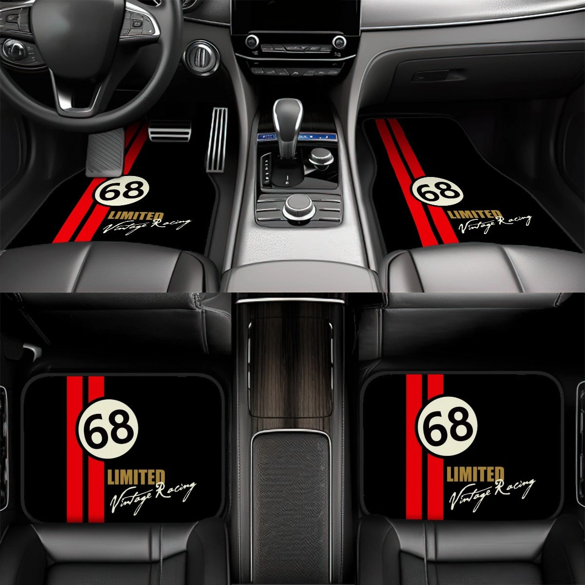 Racing Stripe Inspired Automotive Floor Mats