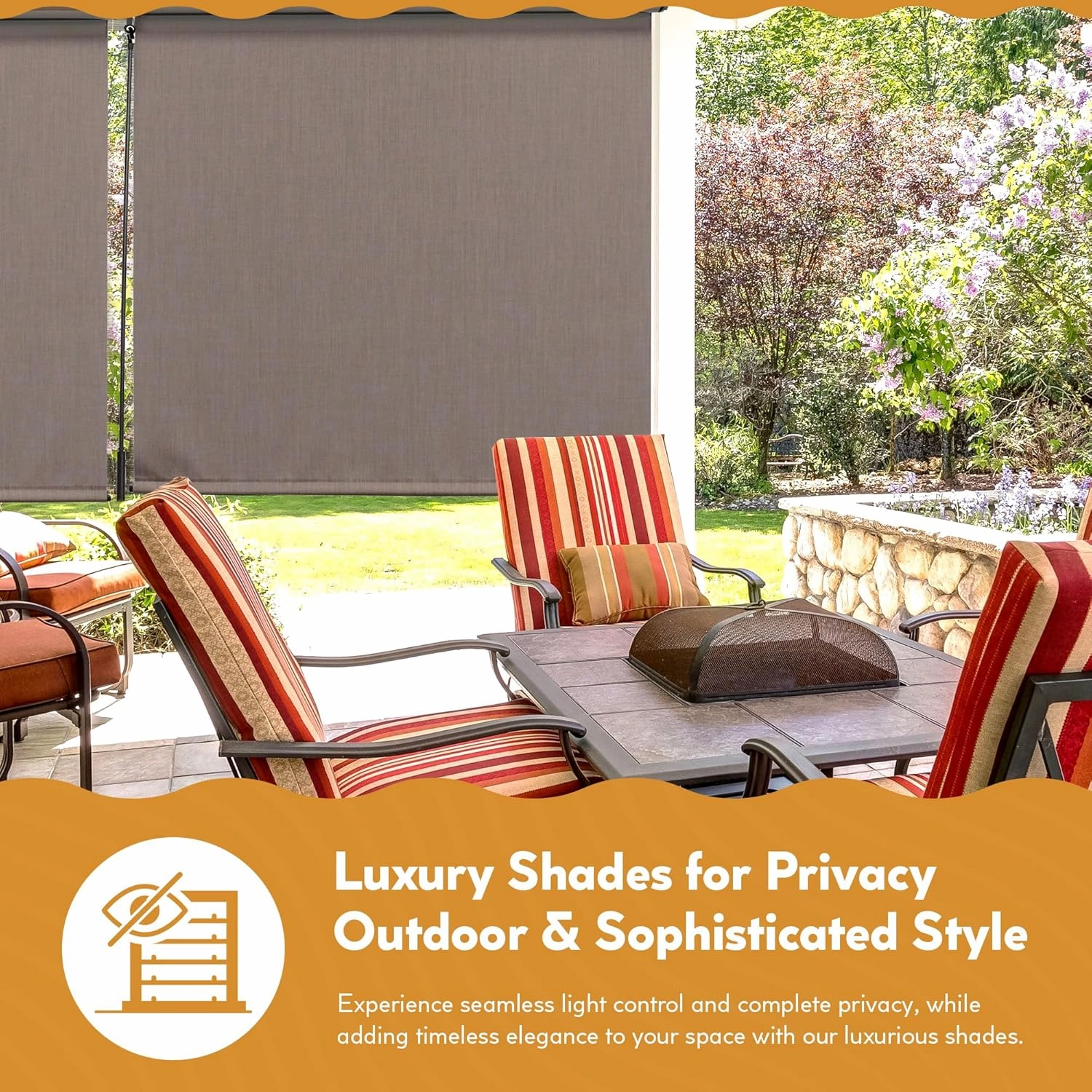 Radiance 0371648 Cordless Exterior Solar Shade Coconut Brown, 48x72