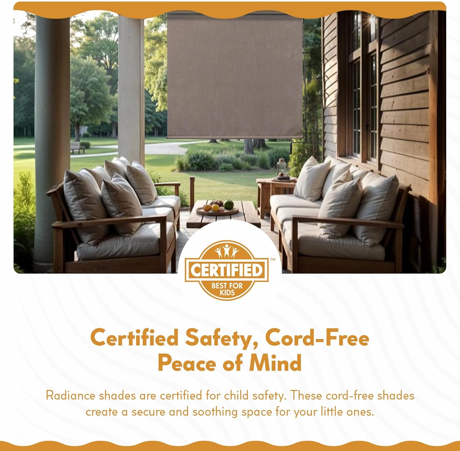 Radiance 0371648 Cordless Exterior Solar Shade Coconut Brown, 48x72
