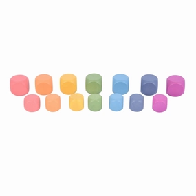 Rainbow Wooden Cubes - Set of 14 - 7 Different Colors - For Ages 10m  - Loose Parts Wooden Toy for Babies and Toddlers