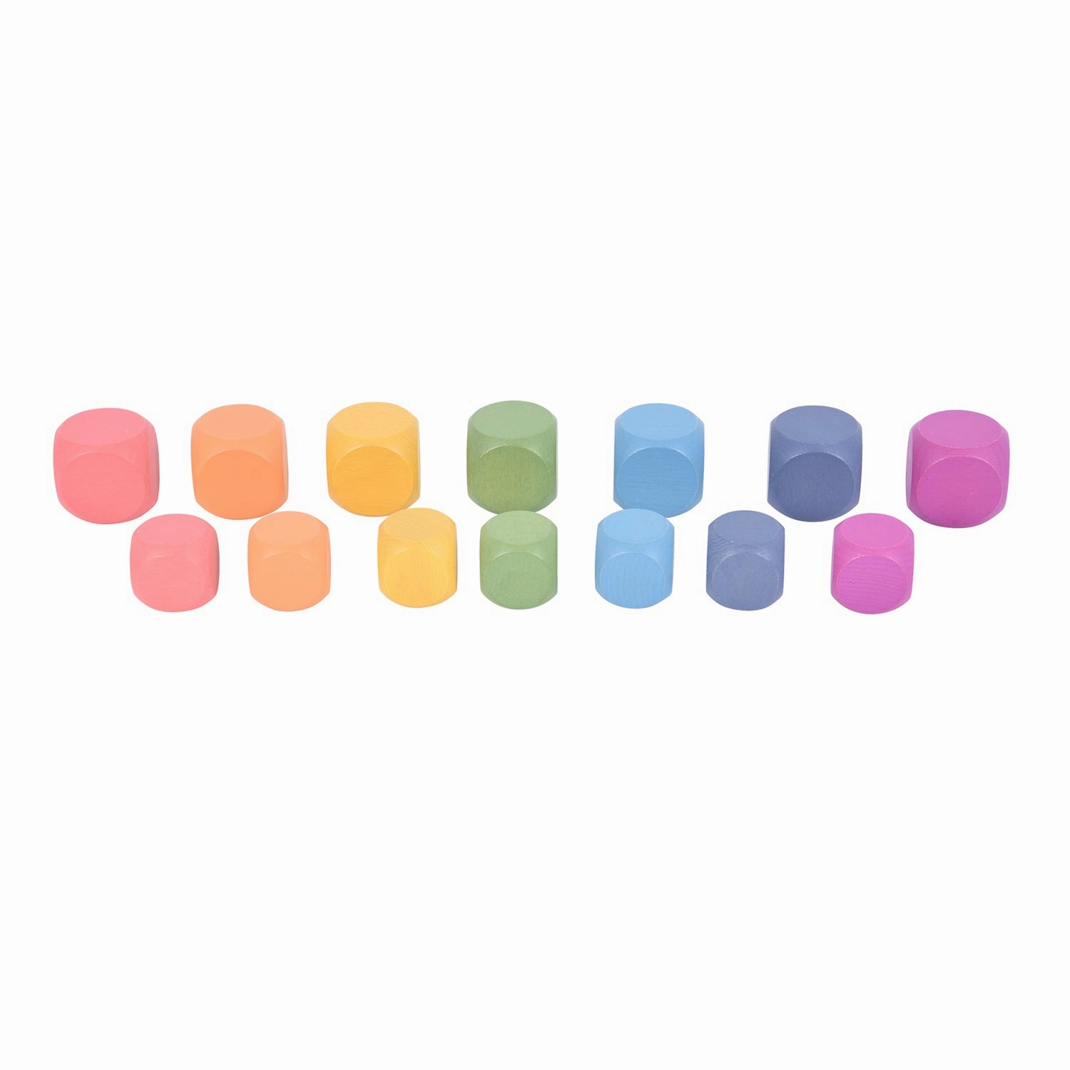 Rainbow Wooden Cubes - Set of 14 - 7 Different Colors - For Ages 10m  - Loose Parts Wooden Toy for Babies and Toddlers