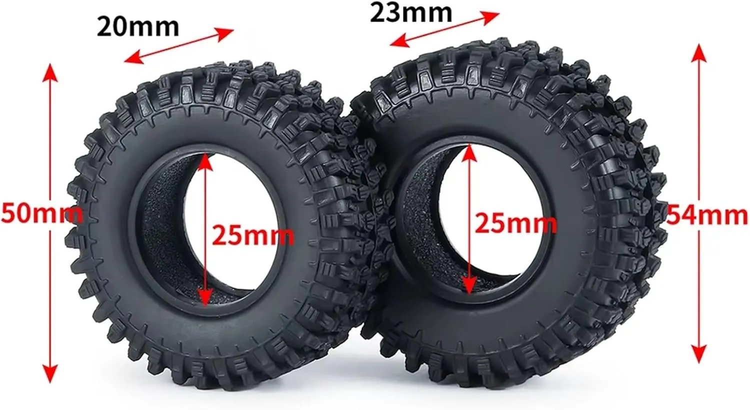 RC Car Repair Kit for Axial for SCX24 1/24 Replacement 1.0inch Soft Rubber Tires with Foam Modification RC Crawler Car Truck Upgrade Parts Accessories 4Pcs(54mm)