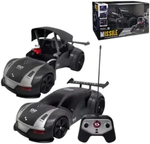 RC Missile Launcher Transforming Car (1:12) - 2.4GHz Remote Control, 360 Degrees Rotating Shooter, LED Lights, High-Speed, Gift for Kids & Adults