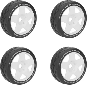 RC Wheels Tire, 4 PCS 1:8 GT RC Wheels Strong Grip Road Racing Tires Wear On Road Wheels with 17mm Adapter (White)