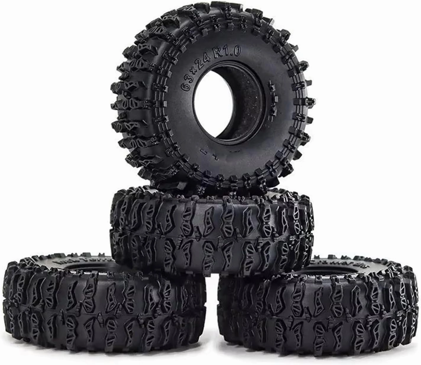 RC Accessory Compatible with TRX4M for SCX24 for AX24 1/18 1/24 RC Crawler CarUpgrade Parts Accessories 4pcs 63mm 1.0" Soft Rubber Wheel Tire