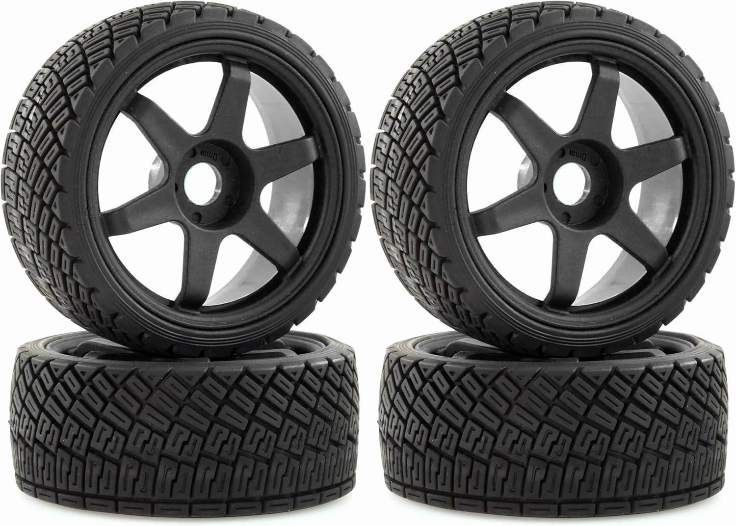 RC Rally Car Tires On Road 1/7 1/8 Tyres OD 100mm 17mm Hex Plastic Wheels Rims for 1/7 1/8 Scale Racing Car KM WRC C3 ARRMA Felony Infraction Limitless RC On-Road Car (Black)