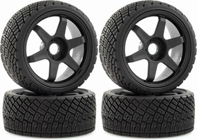 RC Rally Car Tires On Road 1/7 1/8 Tyres OD 100mm 17mm Hex Plastic Wheels Rims for 1/7 1/8 Scale Racing Car KM WRC C3 ARRMA Felony Infraction Limitless RC On-Road Car (Black)