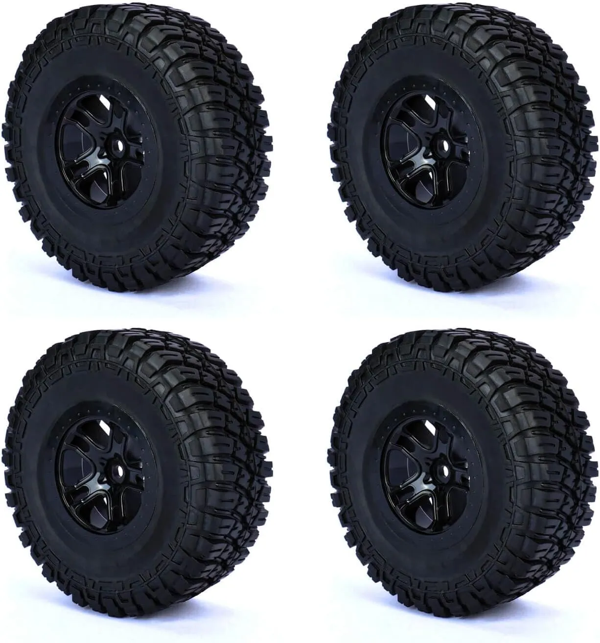 RCAWD Pre-Glued RC Wheels and Tires 12mm Hex Hub for 1/10 Scale RC Trucks Cars Slash 2WD/4WD, Baja Rey Series