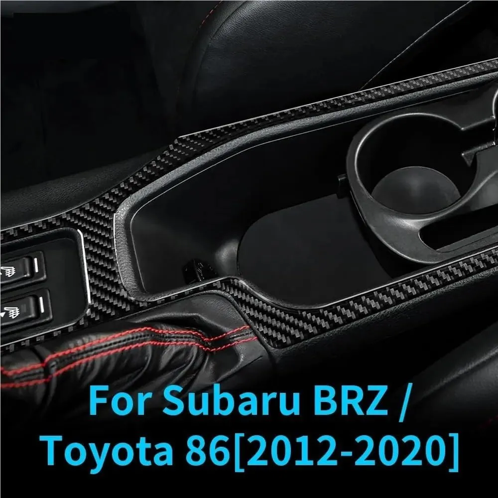 Real Soft Carbon Fiber Sticker Compatible for Subaru BRZ Compatible for Toyota GT86 2016 2017 2018 2019 2020 LHD RHD Car Central Control Water Cup Trim(LHD Black)