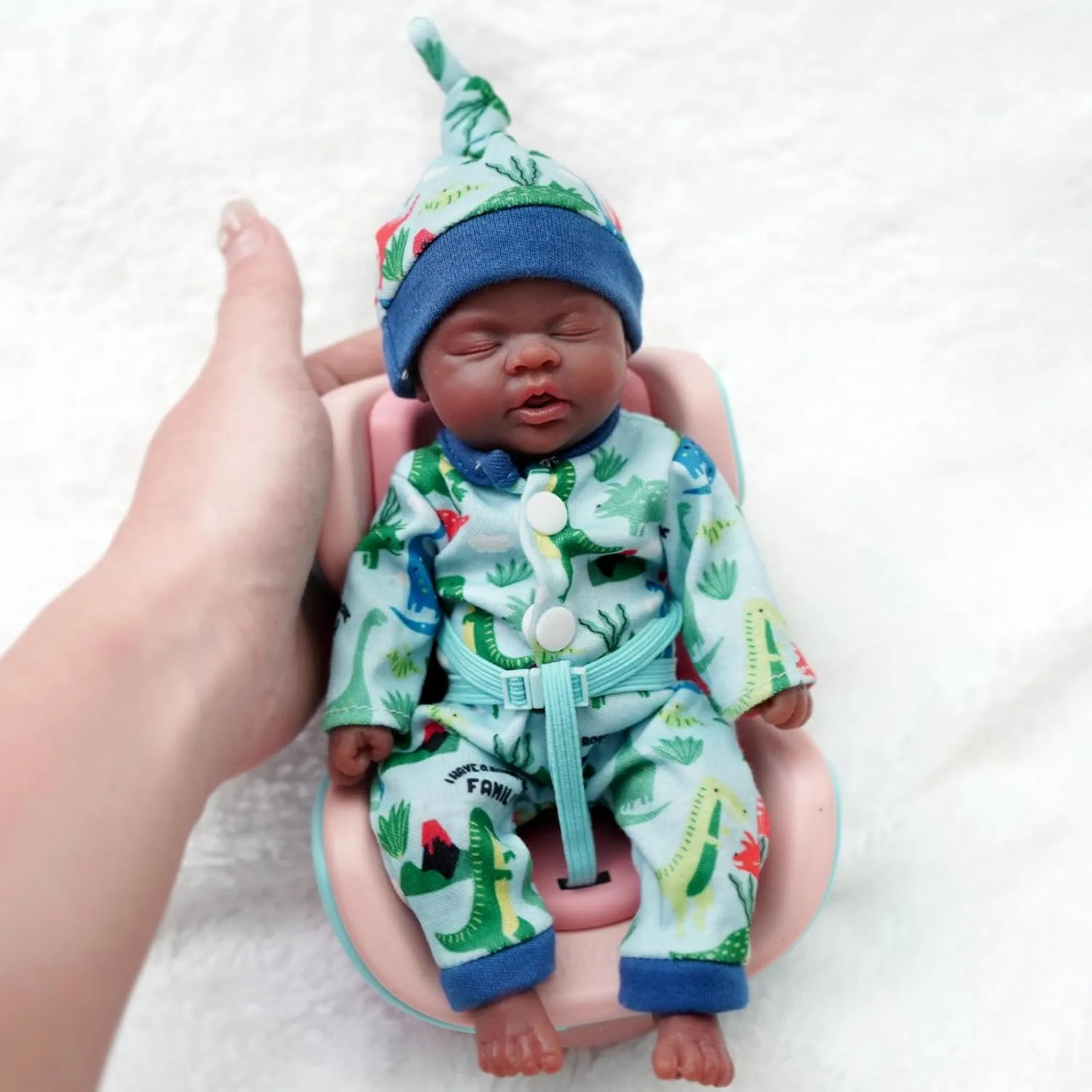 Reborn Baby Doll Black -7 Inch Silicone Black Baby Doll Boy Zahid Mini Realistic Newborn Baby Dolls Silicone Full Body Stress Relief