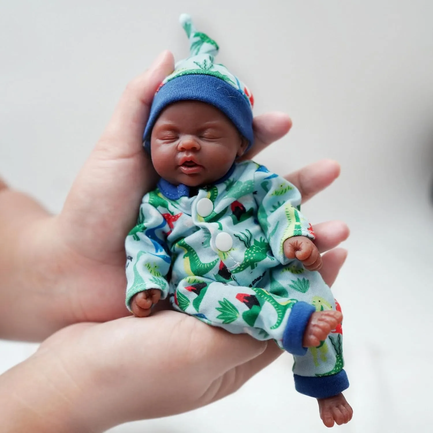 Reborn Baby Doll Black -7 Inch Silicone Black Baby Doll Boy Zahid Mini Realistic Newborn Baby Dolls Silicone Full Body Stress Relief