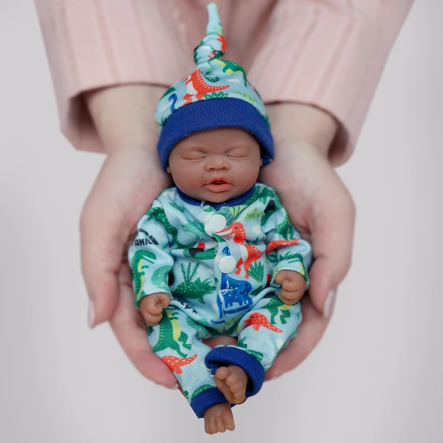 Reborn Baby Doll Black -7 Inch Silicone Black Baby Doll Boy Zahid Mini Realistic Newborn Baby Dolls Silicone Full Body Stress Relief