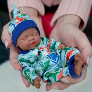 Reborn Baby Doll Black -7 Inch Silicone Black Baby Doll Boy Zahid Mini Realistic Newborn Baby Dolls Silicone Full Body Stress Relief