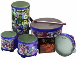 Remo Percussion Set with CD: Bongos, Konga, Tambourine, Floor Tom & Rhythm Party CD - Ages 3 