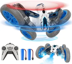 Remote Control Car for Boys, Double-Sided Drive,360° Rotation of Rc Cars Spray Features and Spins Have Special Lighting Rc Car,4WD RC, Toy for Boys Ages 4-10 Gift(White)